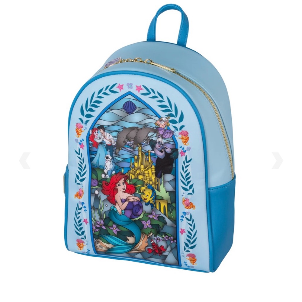 NWT Loungefly Little Mermaid Stained Glass Backpack - Picture 2 of 5